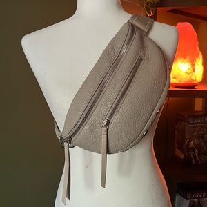 Hammitt Charles Belt Bag Paved Grey Brushed Silver Rivets